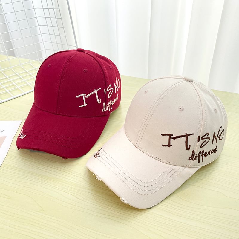 Cap Distressed Baseball Lettering Embroidered