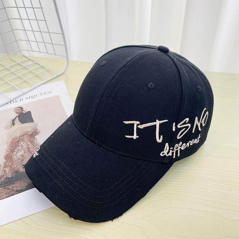 Cap Distressed Baseball Lettering Embroidered