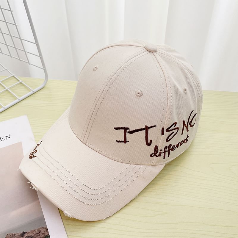 Cap Distressed Baseball Lettering Embroidered