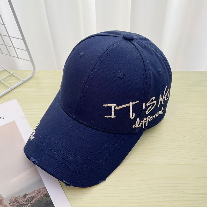 Cap Distressed Baseball Lettering Embroidered