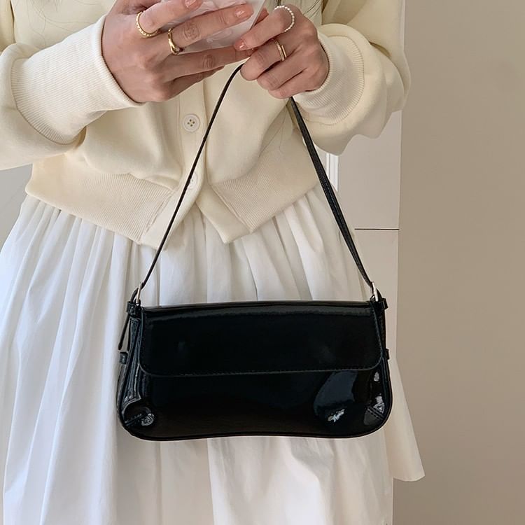 Flap Patent Shoulder Bag