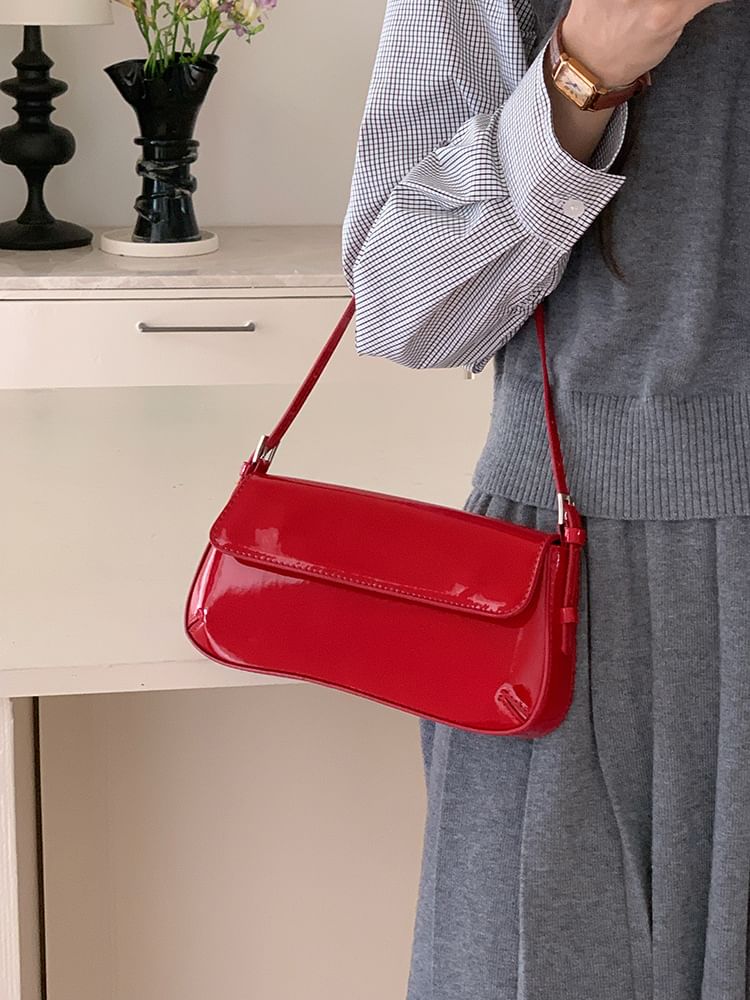 Flap Patent Shoulder Bag