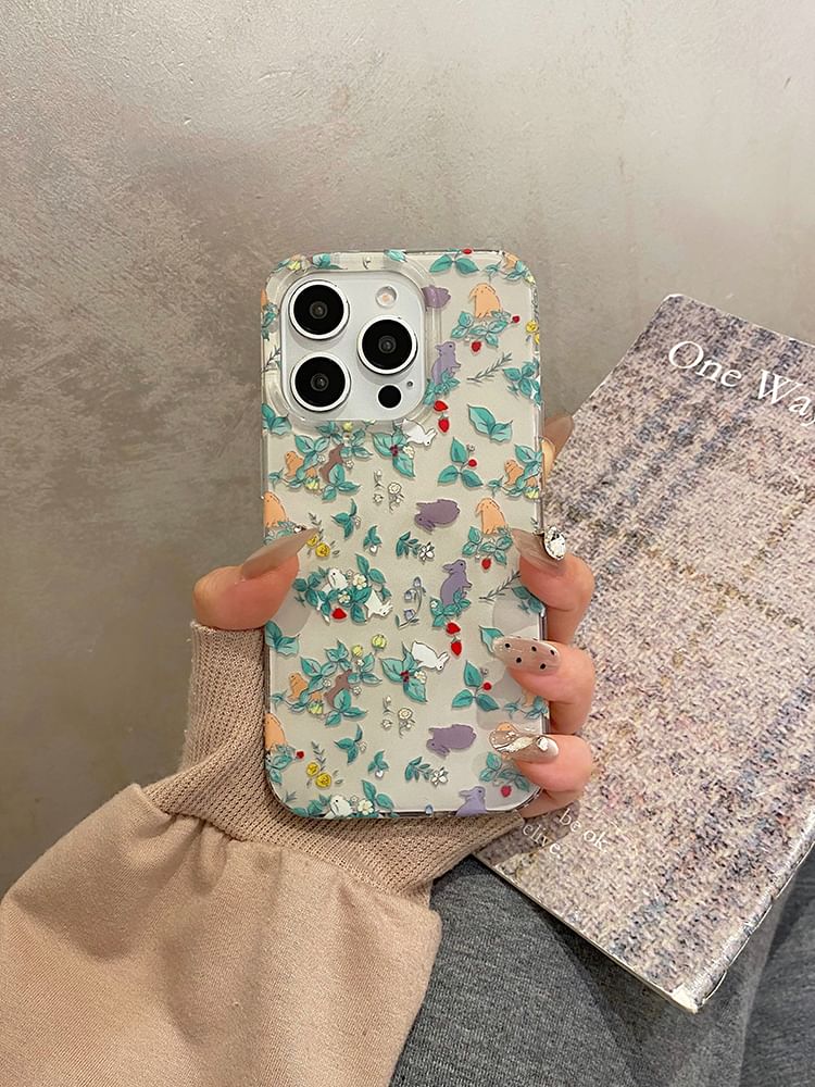 Case / Floral Strap Set Rabbit Phone