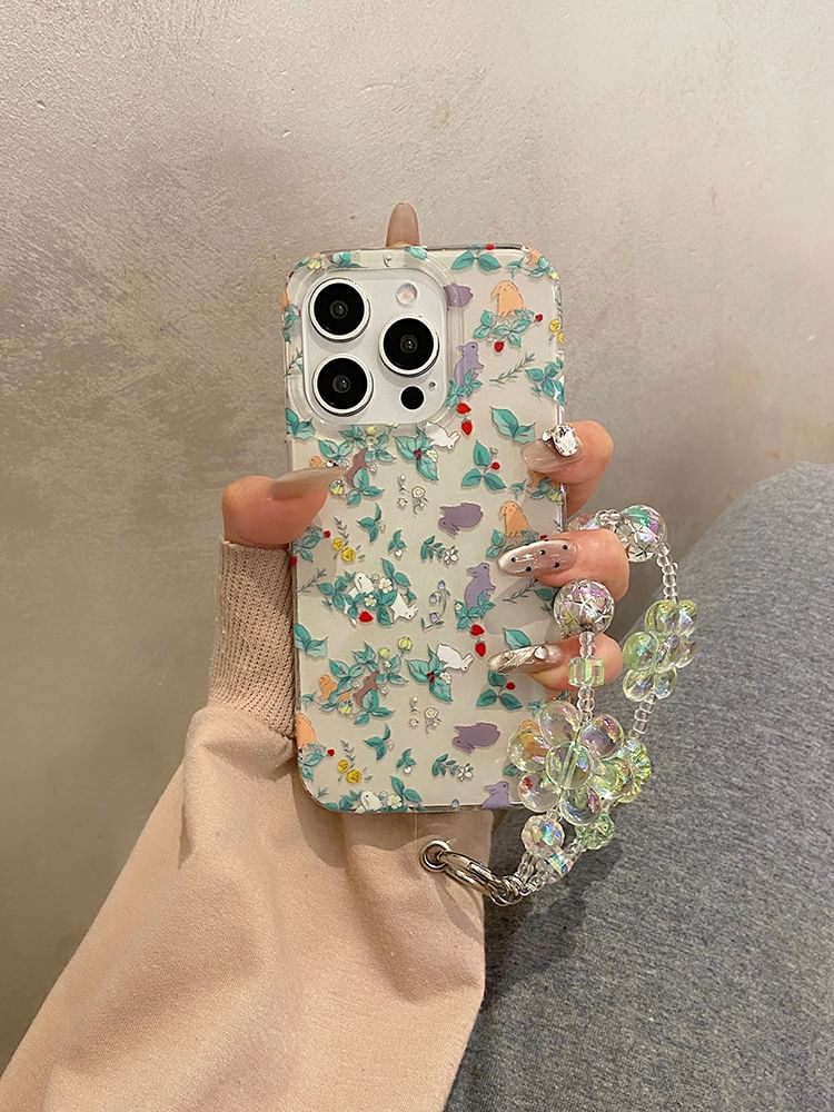 Case / Floral Strap Set Rabbit Phone