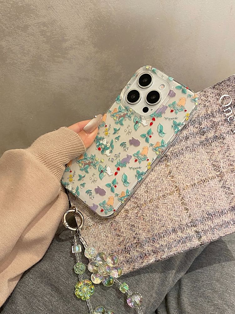 Case / Floral Strap Set Rabbit Phone