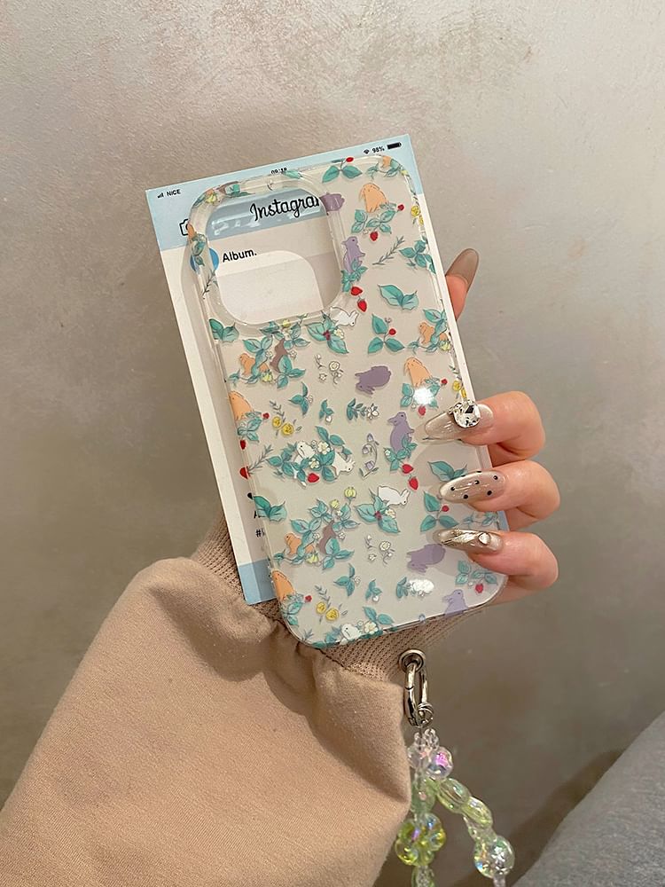Case / Floral Strap Set Rabbit Phone