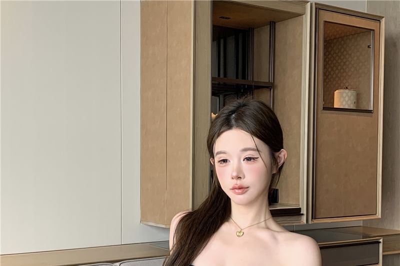 Mini A-Line Plain Dress Buckled Tube