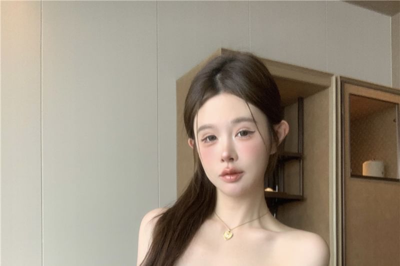 Mini A-Line Plain Dress Buckled Tube