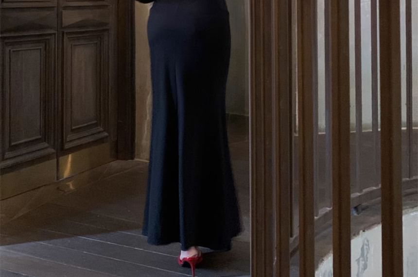 Backless Lace Panel Maxi Sheath Dress with Spaghetti Straps