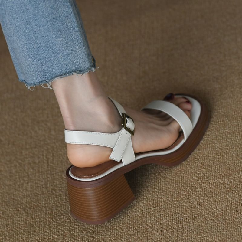 Heel Block Buckled Sandals Strap