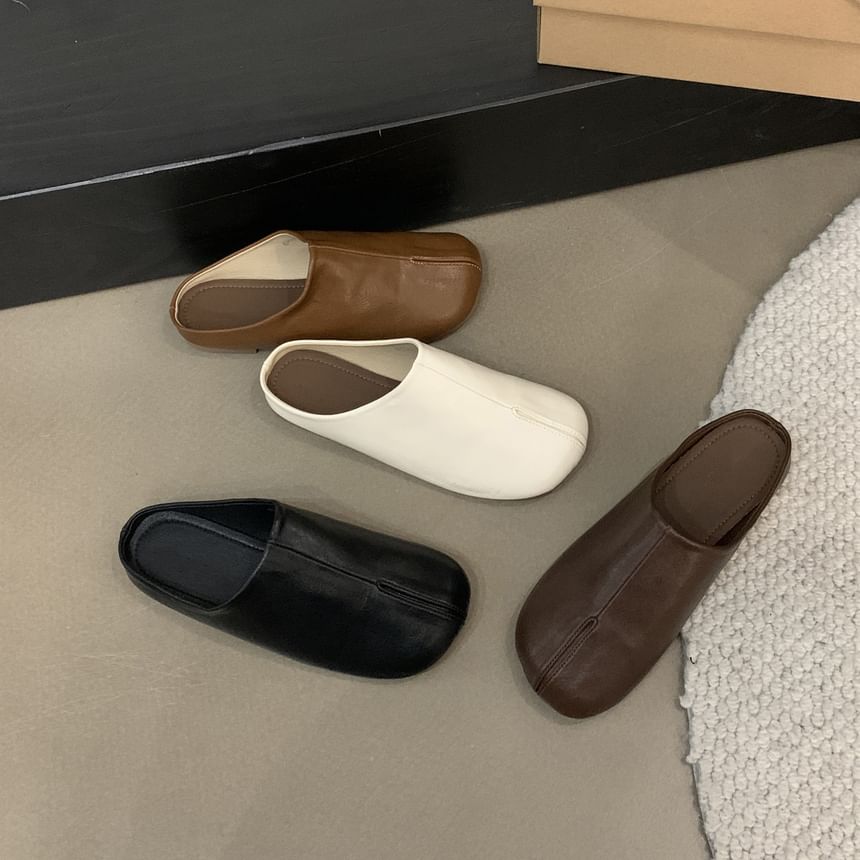 Faux Leather Plain Mules