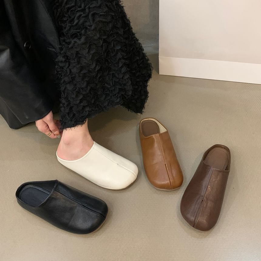 Faux Leather Plain Mules