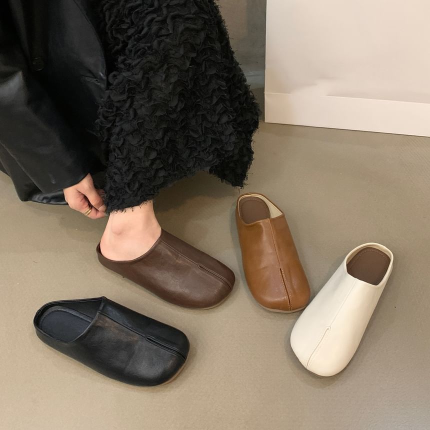 Faux Leather Plain Mules