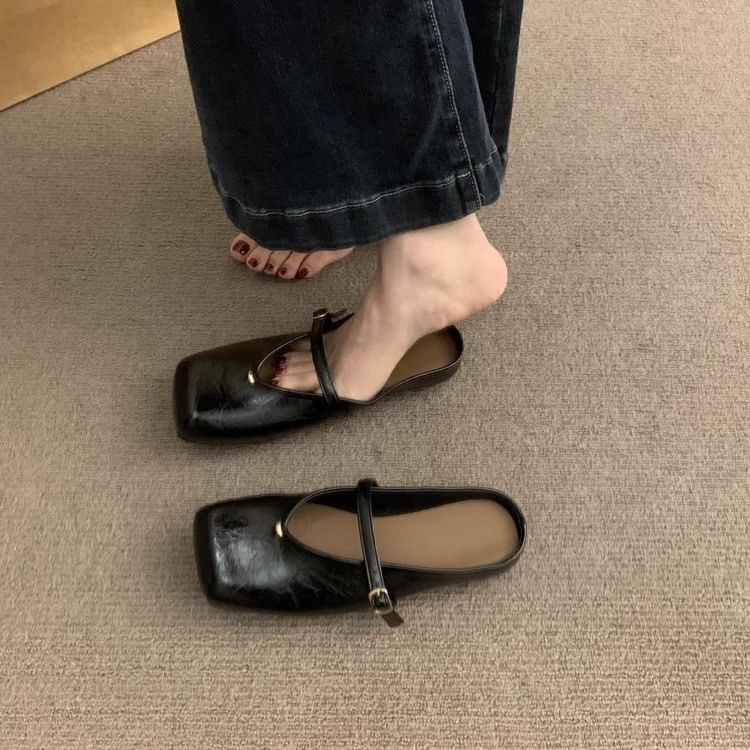 Mules Square Toe Faux Leather