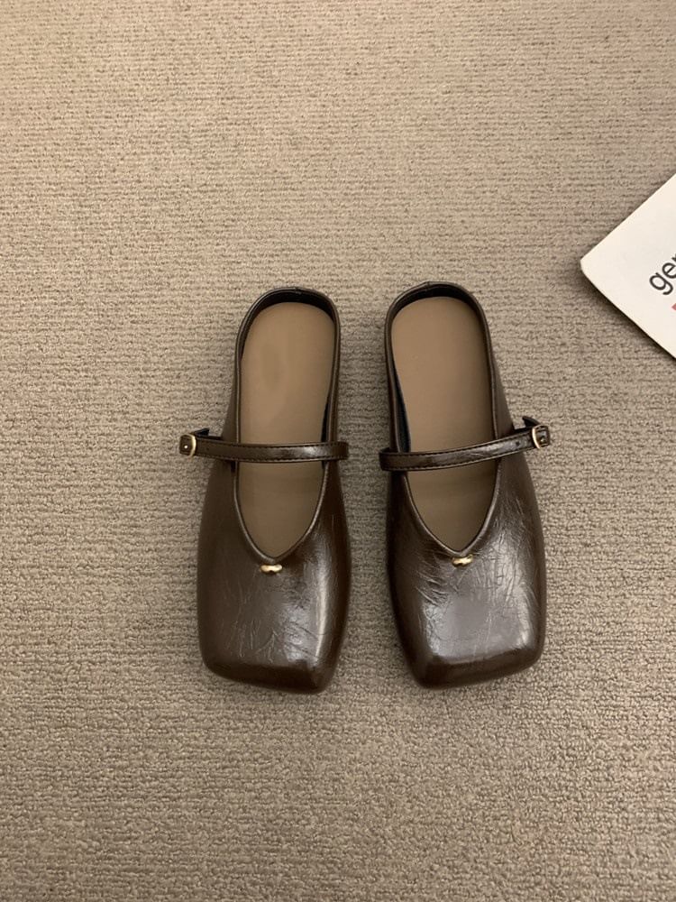 Mules Square Toe Faux Leather