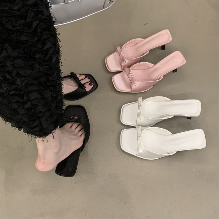 Kitten Slide Toe Heel Sandals Square