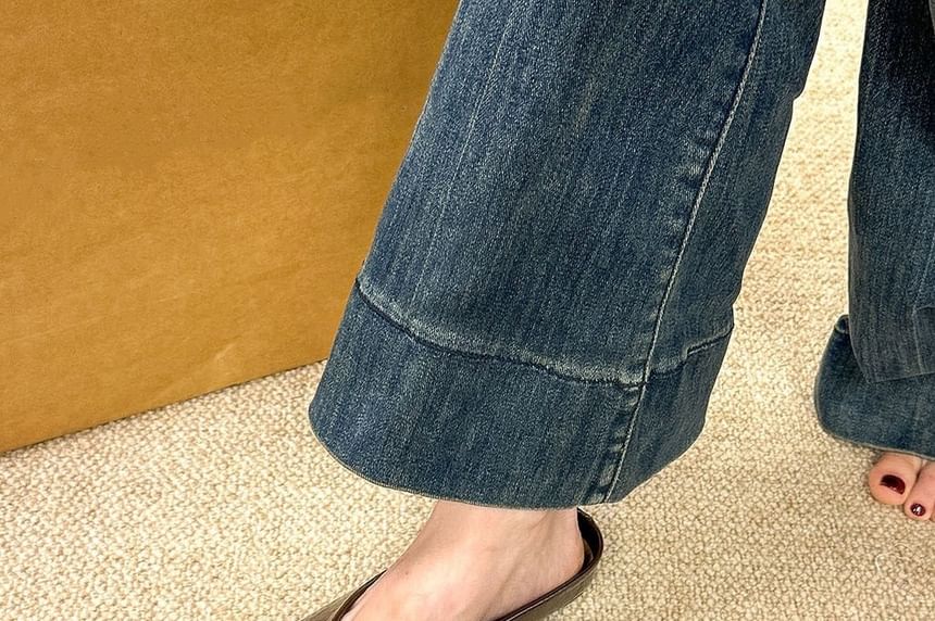 Mules Faux Toe Leather Square