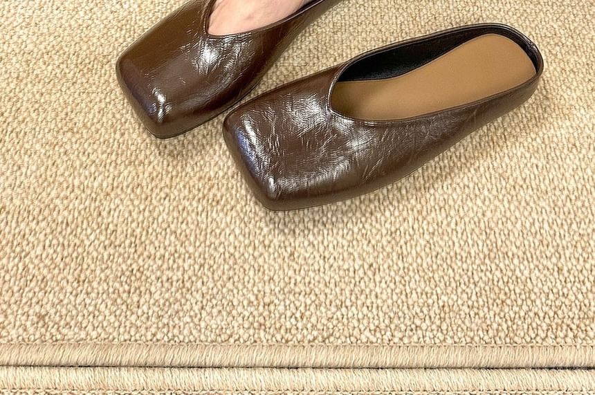 Mules Faux Toe Leather Square
