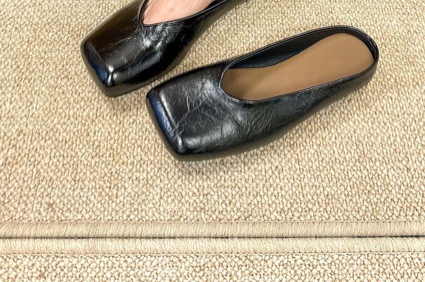 Mules Faux Toe Leather Square