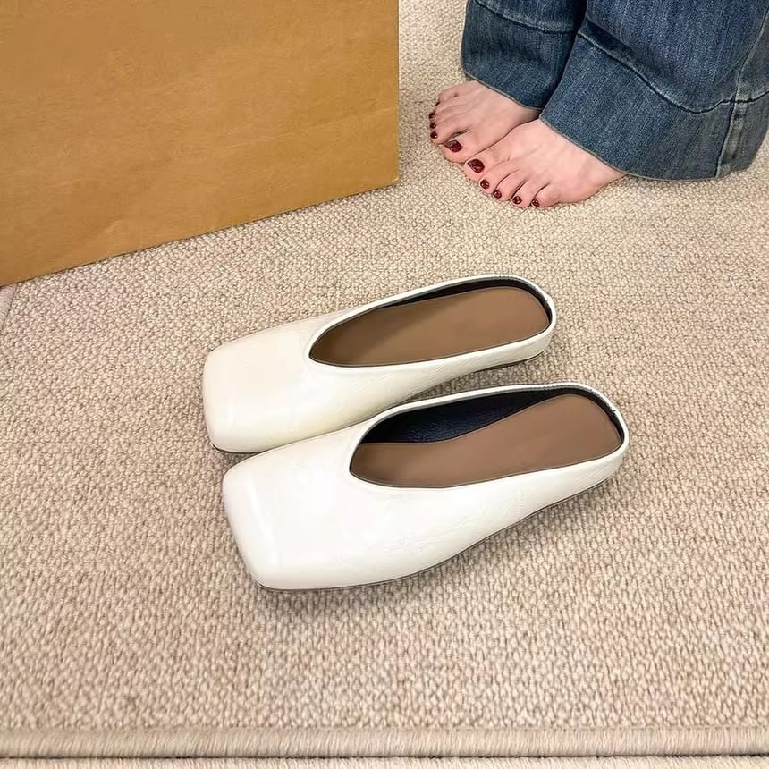Mules Faux Toe Leather Square