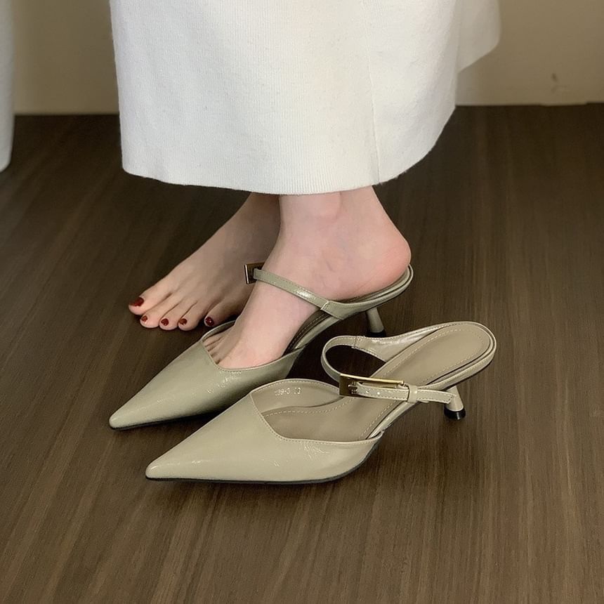 Kitten Heel Pointed Mules