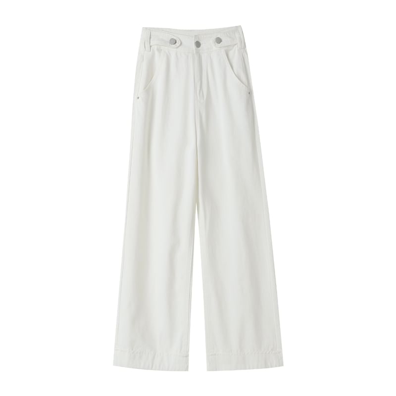 Wide High (Various Washed Leg Jeans Waist Designs) Cropped