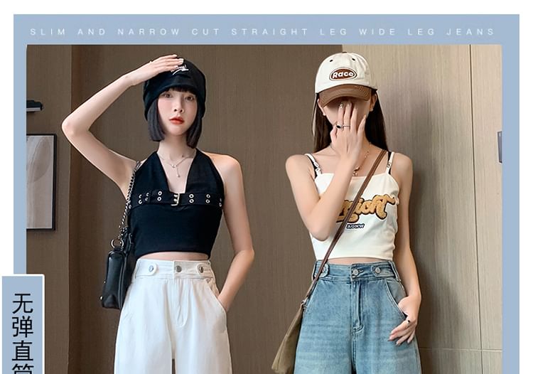 Wide High (Various Washed Leg Jeans Waist Designs) Cropped