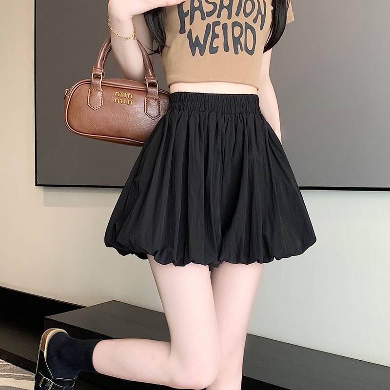 Paperbag Waist Mini Plain High Skort