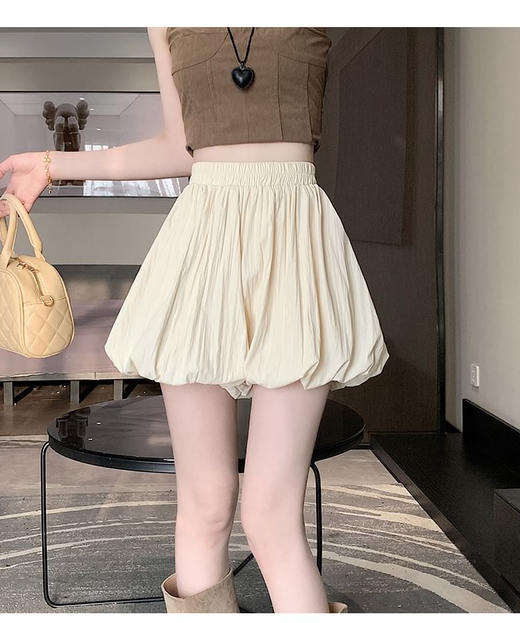 Paperbag Waist Mini Plain High Skort
