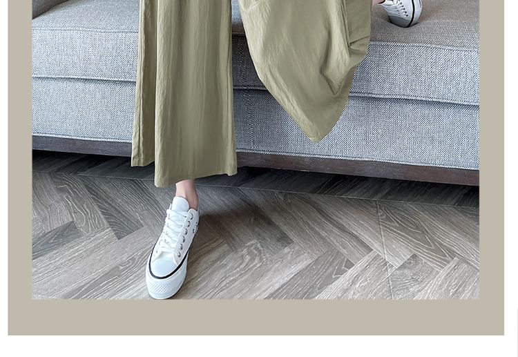 Plain Cropped Pleated Waist Culottes High