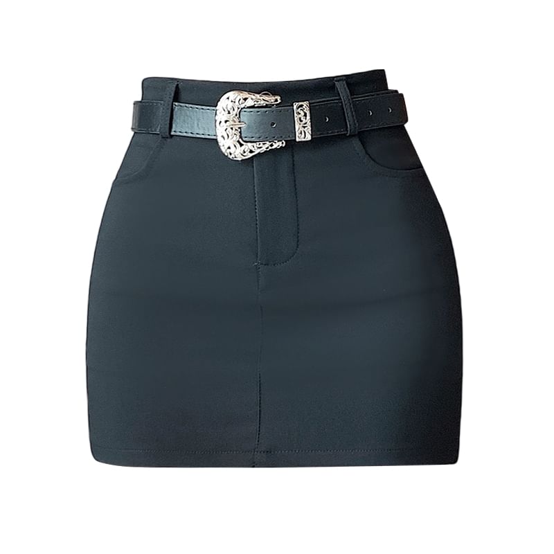 Pencil Waist Mini High Plain Skort