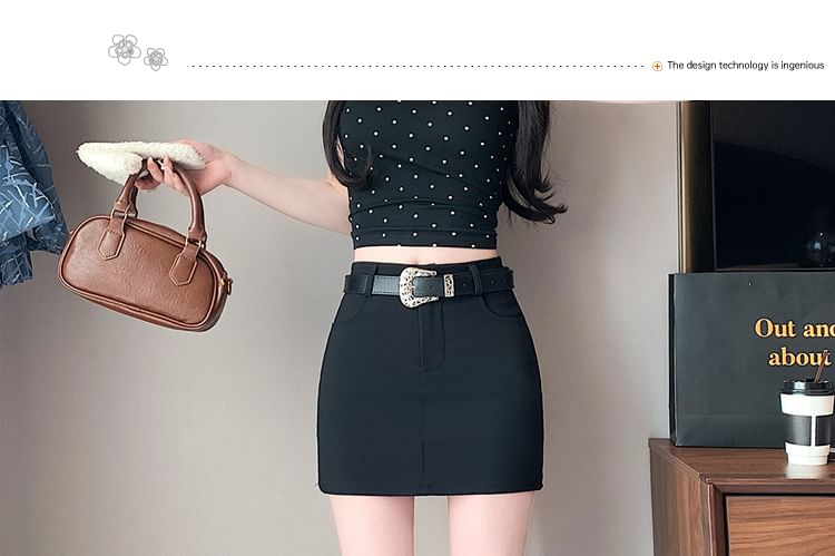 Pencil Waist Mini High Plain Skort