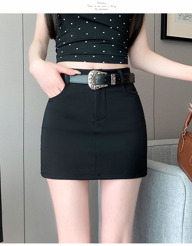 Pencil Waist Mini High Plain Skort