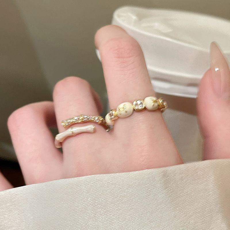 Ring Open Embellished (Various Glaze Designs) Alloy