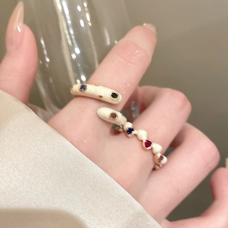 Ring Open Embellished (Various Glaze Designs) Alloy