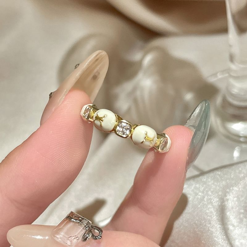 Ring Open Embellished (Various Glaze Designs) Alloy