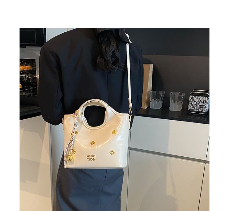 Leather Handle Top Bag Bucket Faux