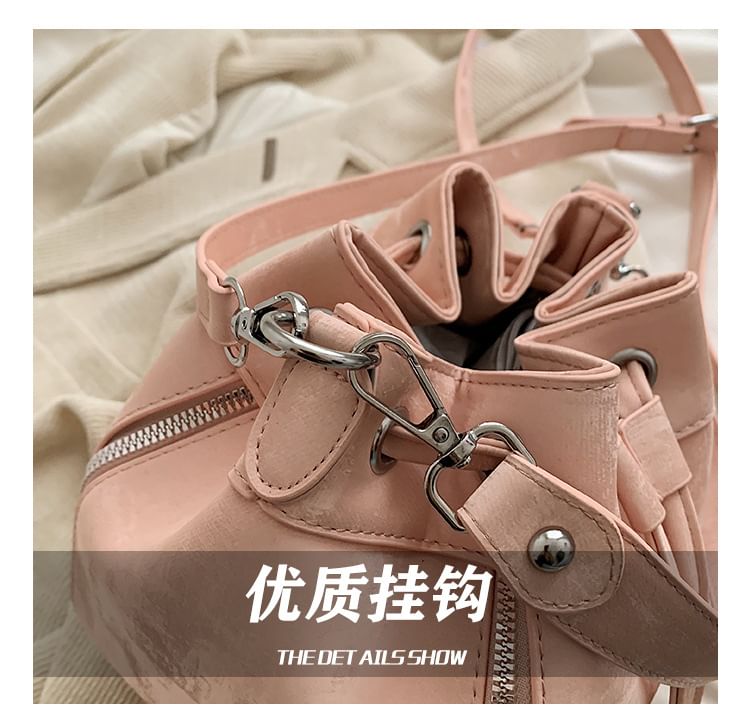 Bucket Faux Bag Drawstring Leather