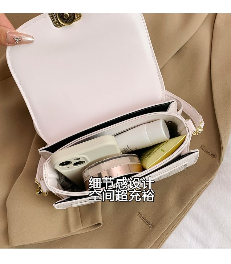 Woven Crossbody Flap Bag Faux Leather