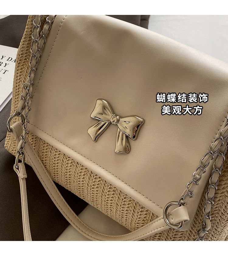 Woven Bag Shoulder Flap Bow