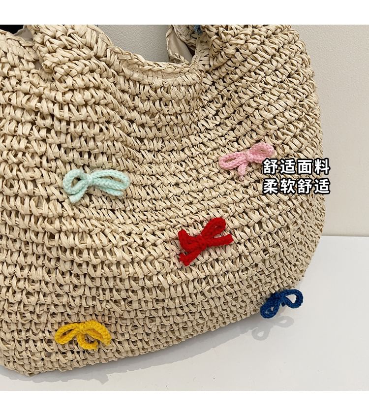 Tote Strap Bow Tassel Bag Woven