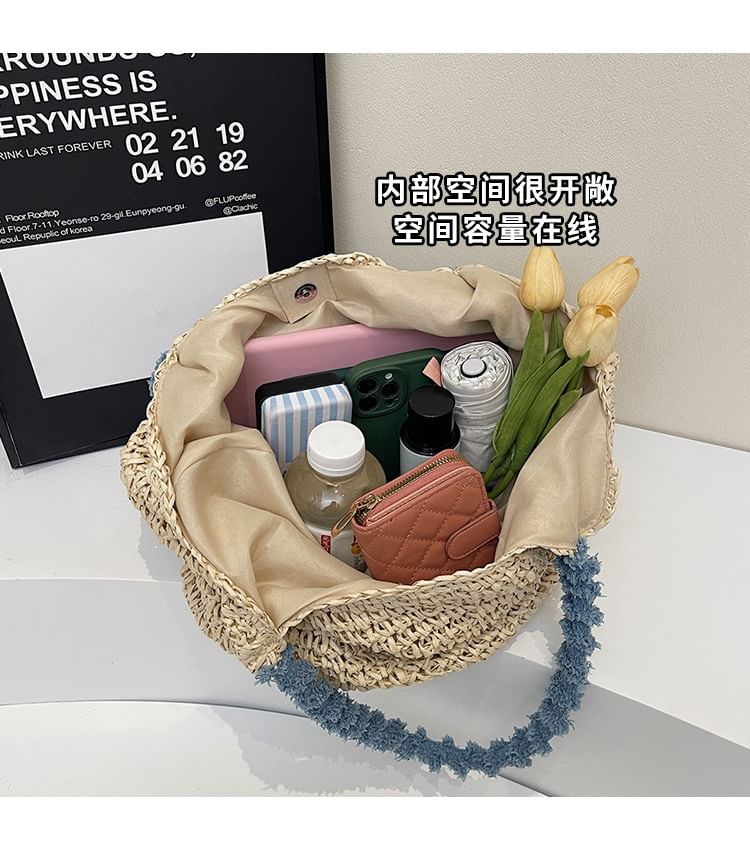 Tote Strap Bow Tassel Bag Woven