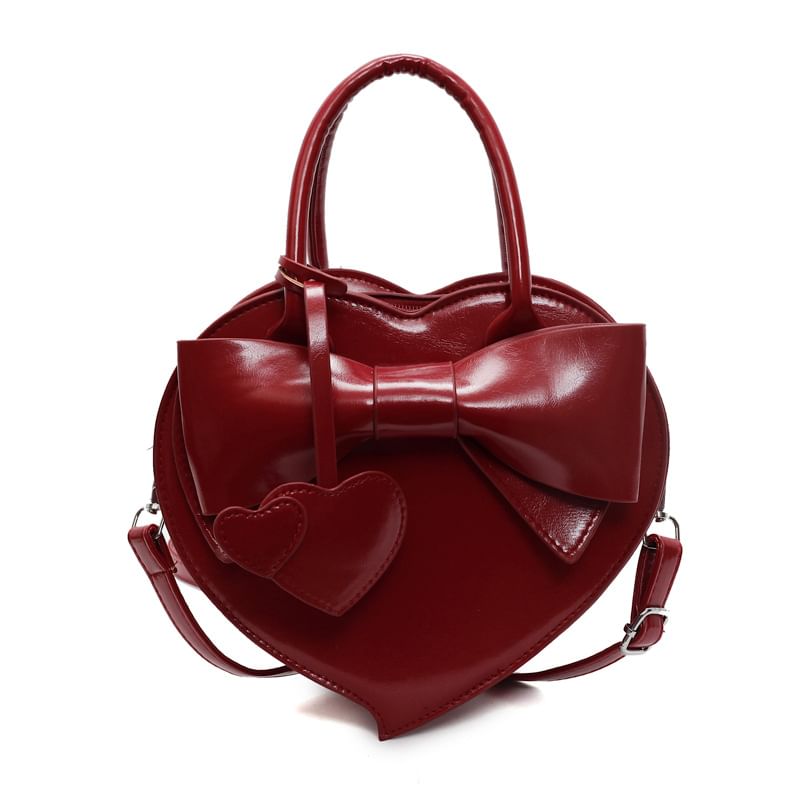 + Crossbody Charm Set: Shaped Heart Faux Bag Leather
