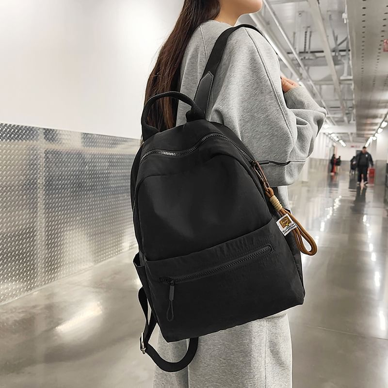 Backpack Bag Plain Set: Laptop Charm + Nylon