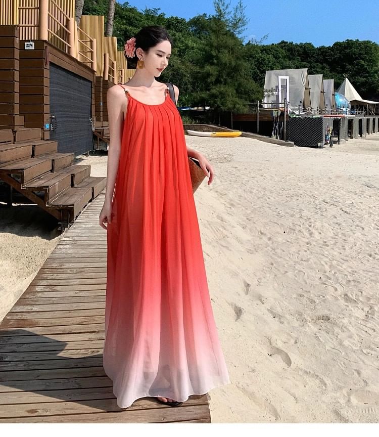 Spaghetti Strap Ombre Maxi Sundress