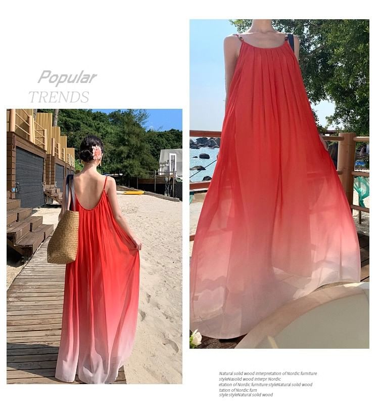 Spaghetti Strap Ombre Maxi Sundress