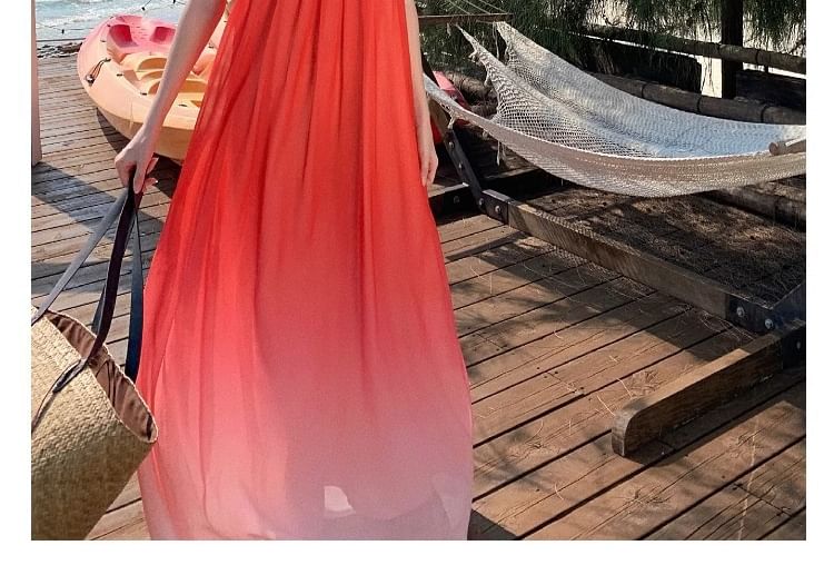 Spaghetti Strap Ombre Maxi Sundress