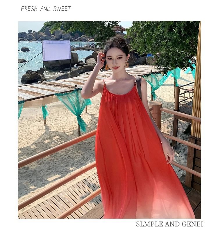 Spaghetti Strap Ombre Maxi Sundress