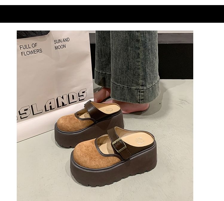 Platform Two Tone Buckled Mary Jane Mules