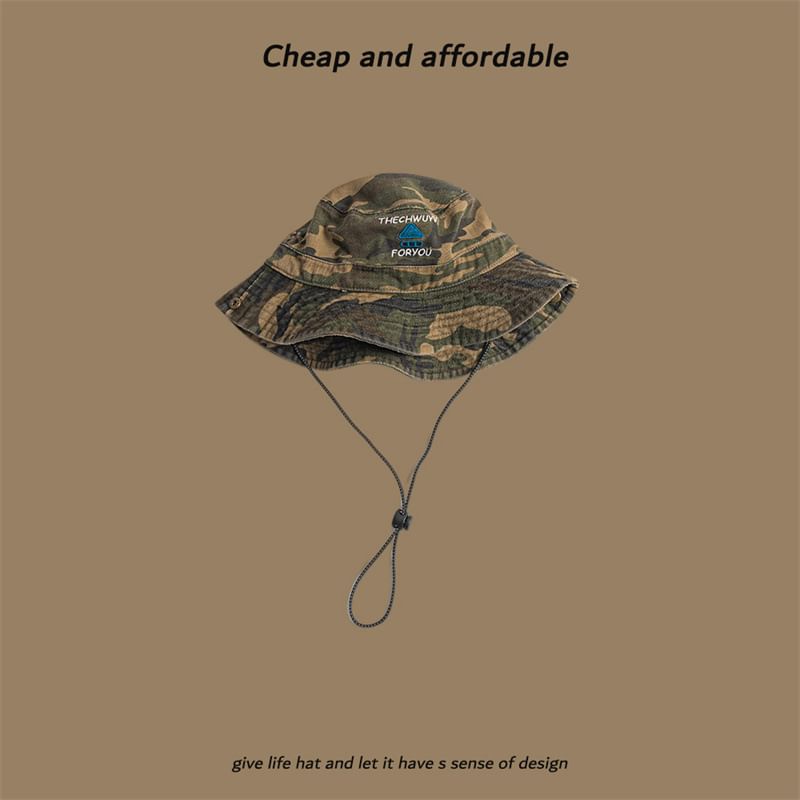 Sun Print Drawstring Hat Camo